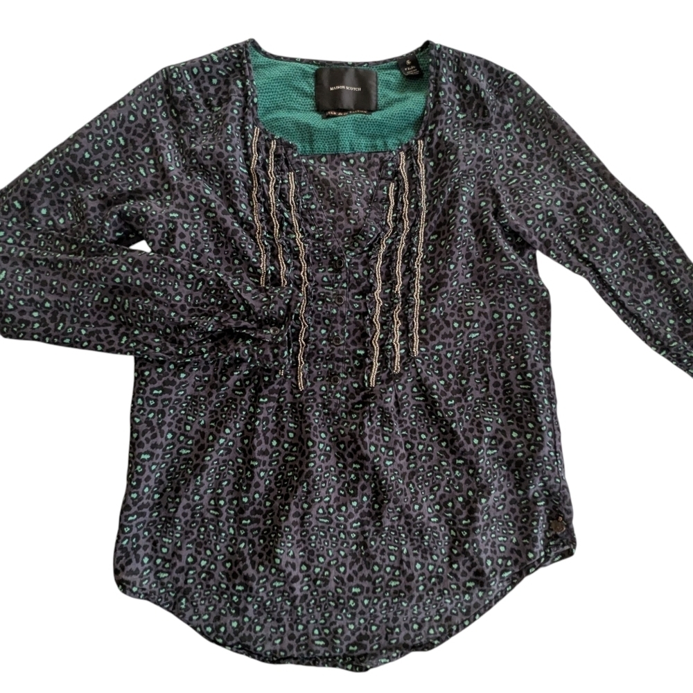 Maison Scotch Animal Print Top Size Petite - Picture 3 of 8